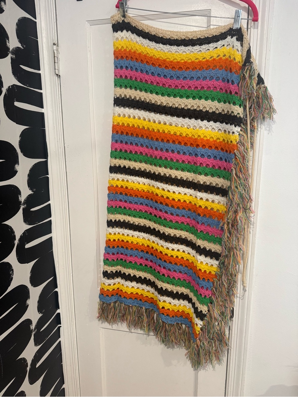 Multicolor Crochet Stripe Swim Coverup